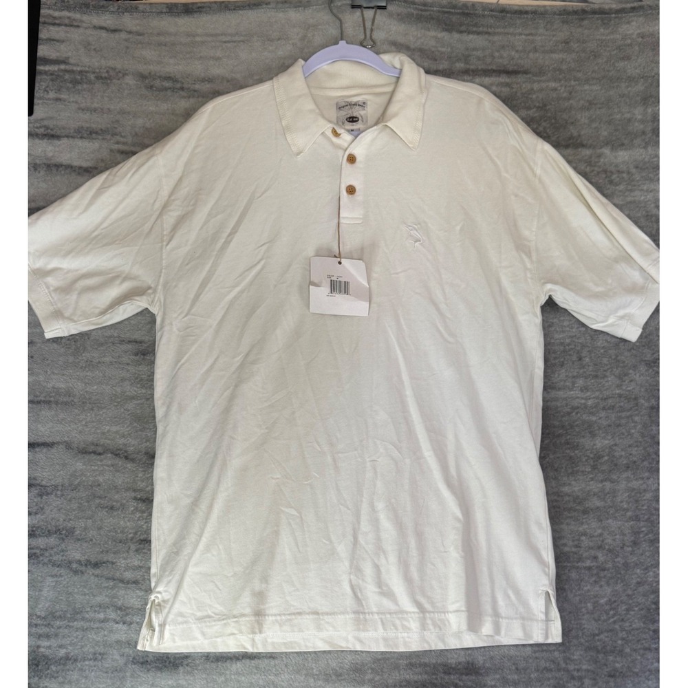 Original Island Sport Mens Ivory Short Sleeve Polo Shirt Marlin Logo Size M NEW